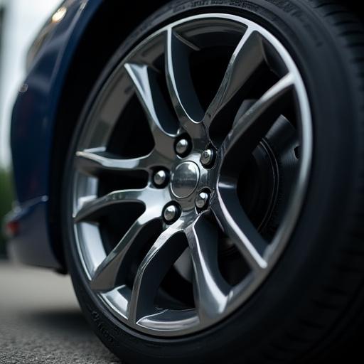 A close-up of a perfectly clean car wheel and tire.